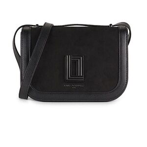 Karl Lagerfeld Simone Black Leather Suede Crossbody Bag New with Tags
